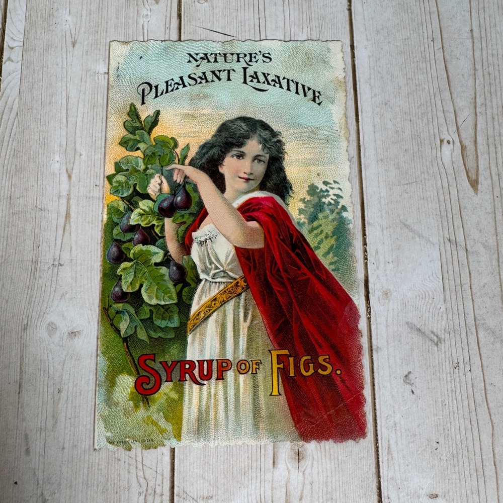 Antique syrup of Figs Trade Card Victorian Woman Fig Tree Advertising